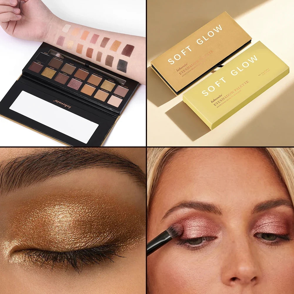 14-Color Eyeshadow Palette – Matte, Shimmer & Glitter | Lakerain