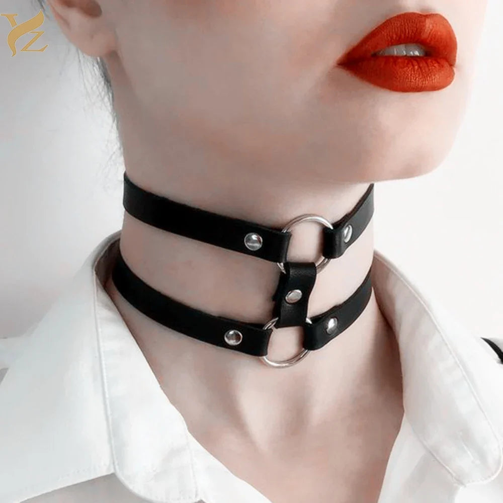 Fashion PU Leather Spiked Choker Punk Collar Women Men Rivets Studded