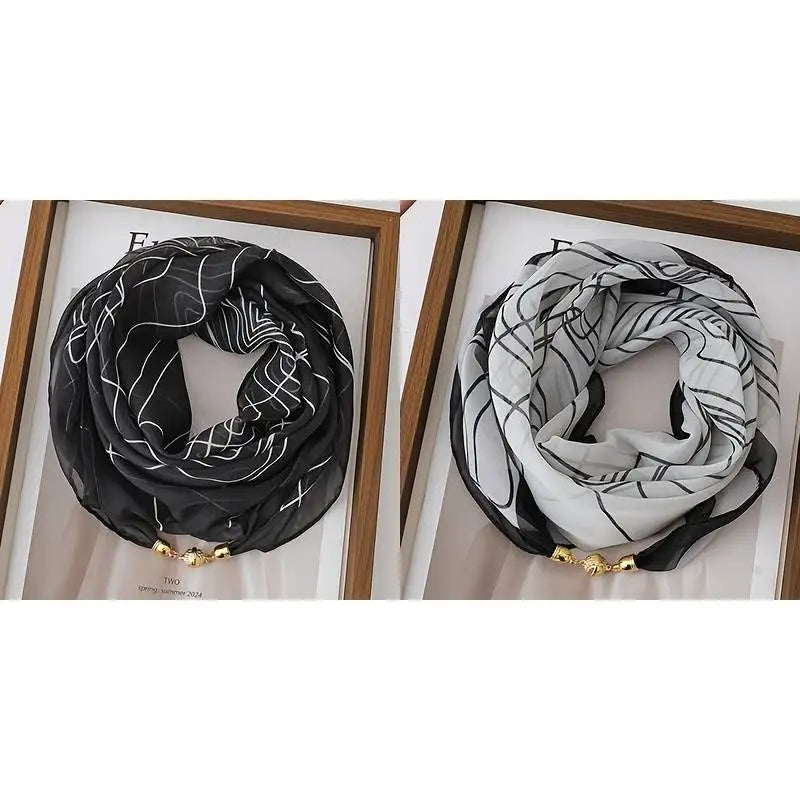 Women's Lightweight Printed Magnetic Clasp Scarf | All-Season