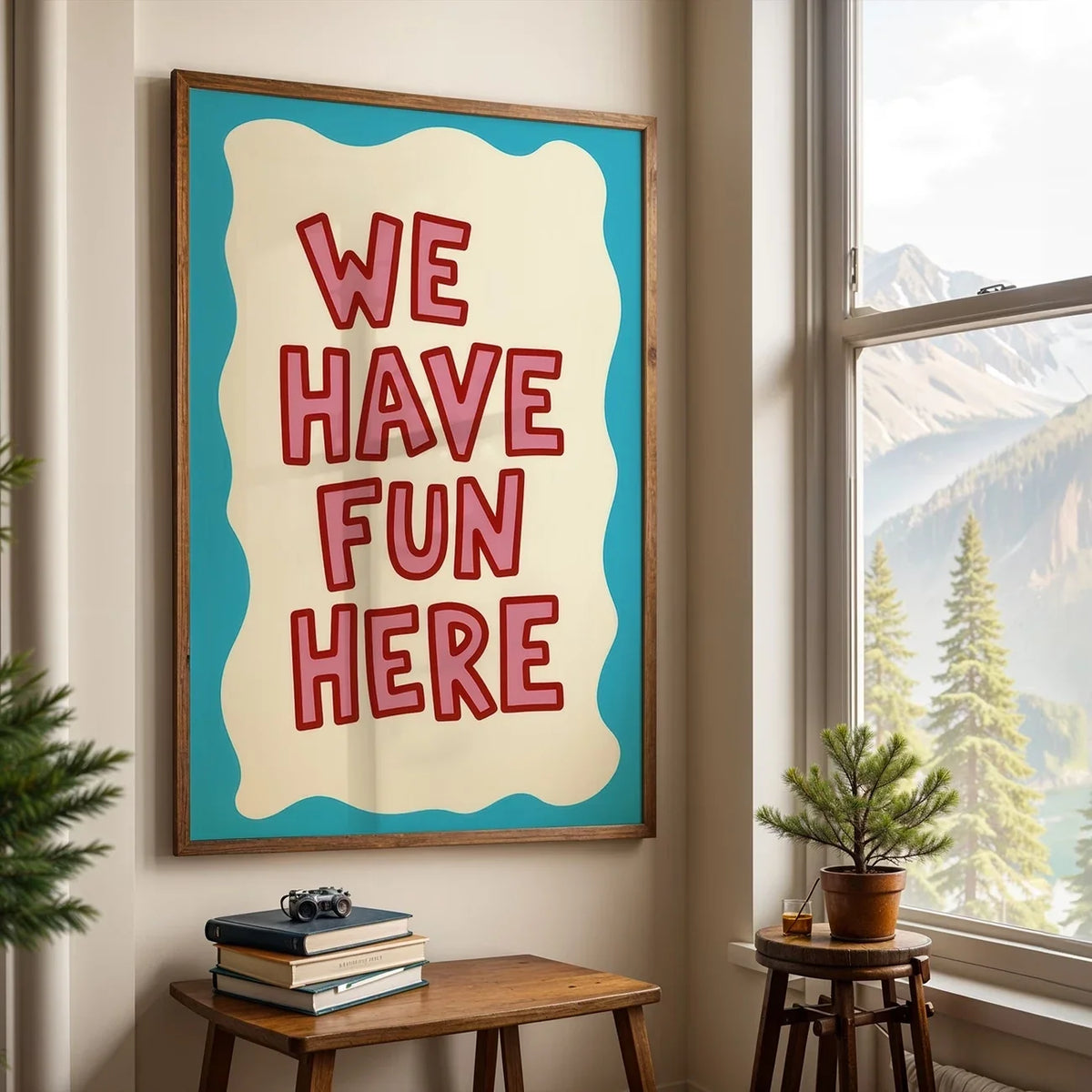 "We Have Fun Here" Minimalist Quote Canvas Wall Art Print