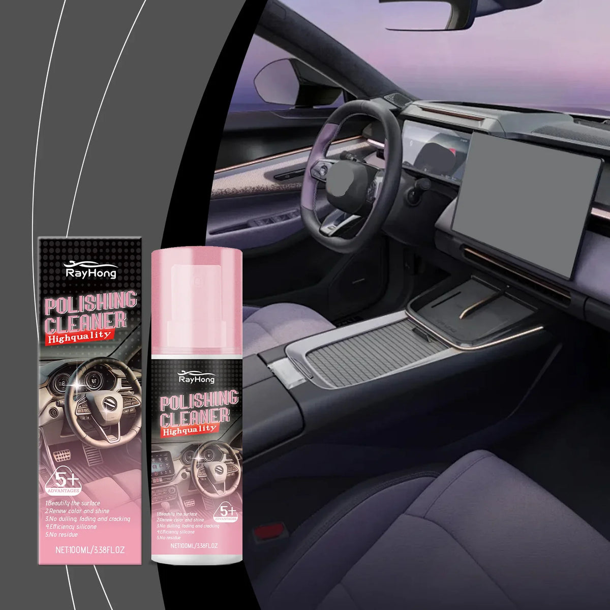 RayHong Car Interior Polish & Leather Cleaner | 100ml
