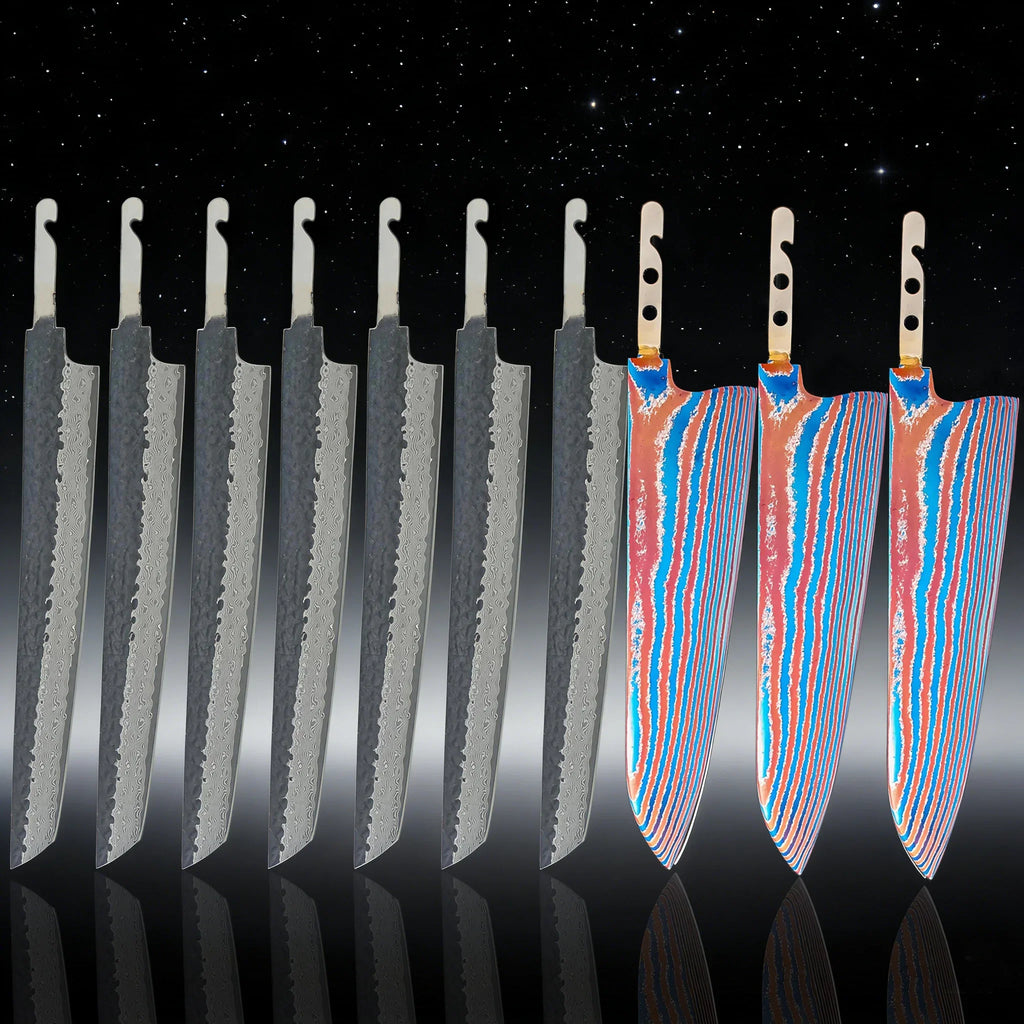 Damascus Steel Sashimi Knife Blade Set – DIY Forged 1–7 PCS