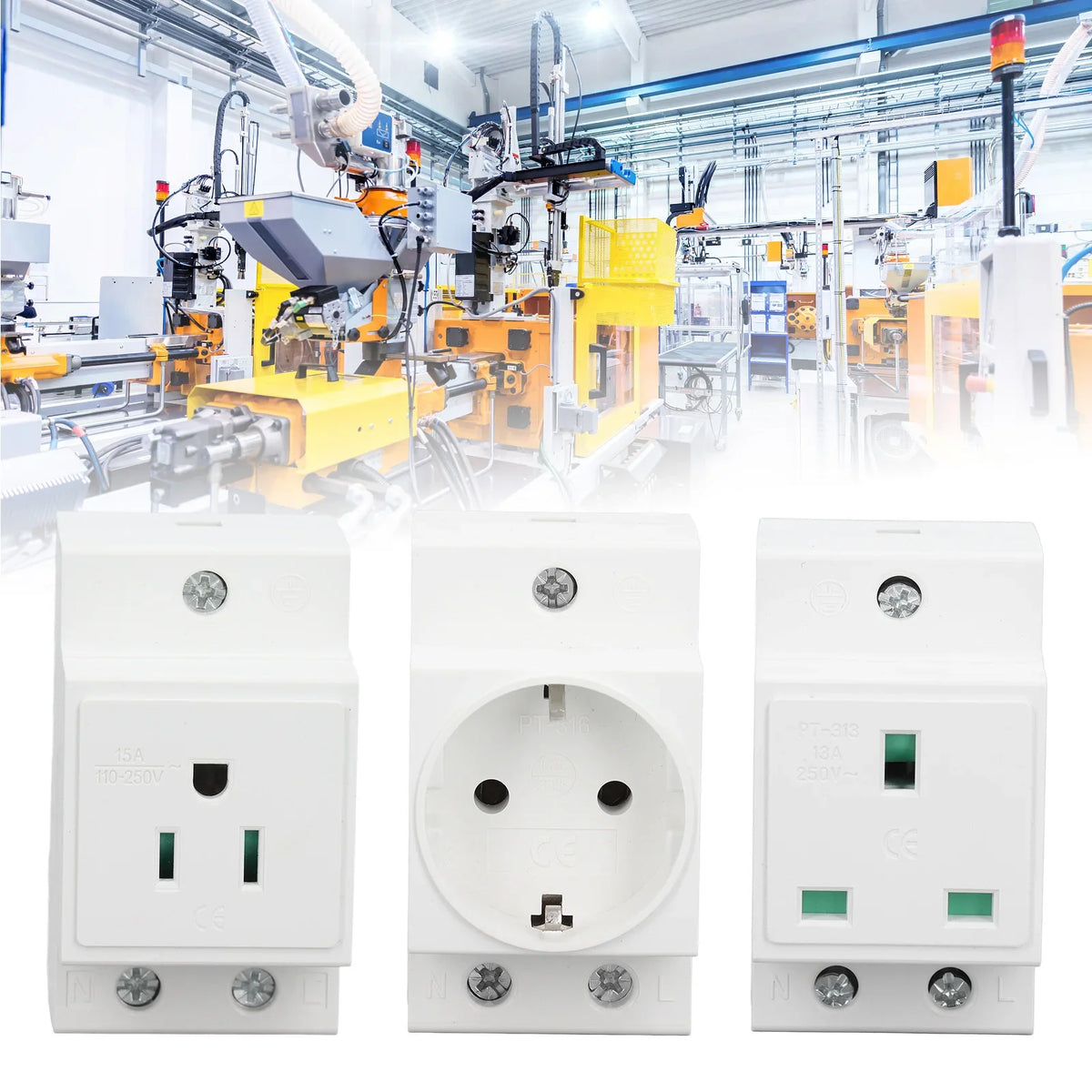 AC Socket DIN Rail Built Protective Contact Outlet Distribution Panel