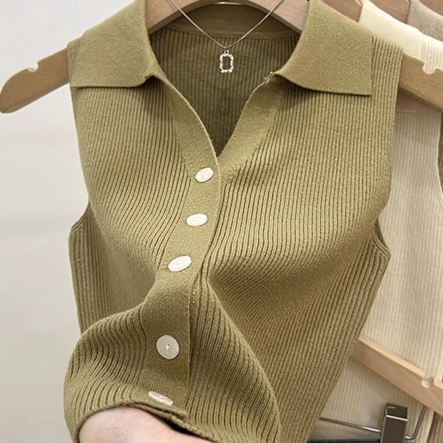 Women's Ice Silk Slim Fit Sleeveless Vest | Summer Knit Top