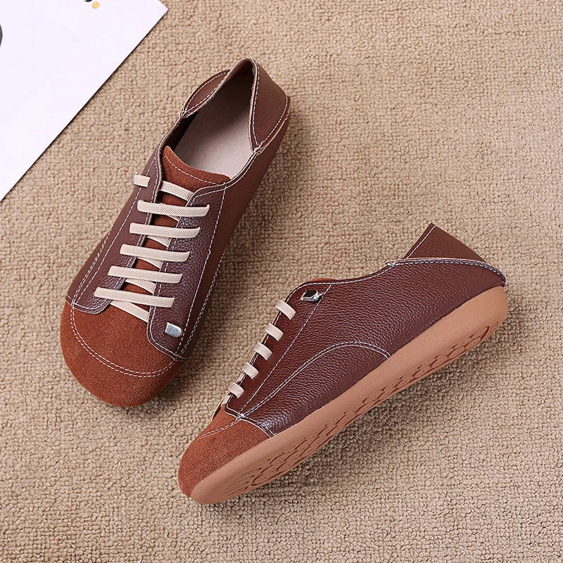 Women's Harajuku Flat Loafers – Wide Toe Lace-Up Slip-On Mules