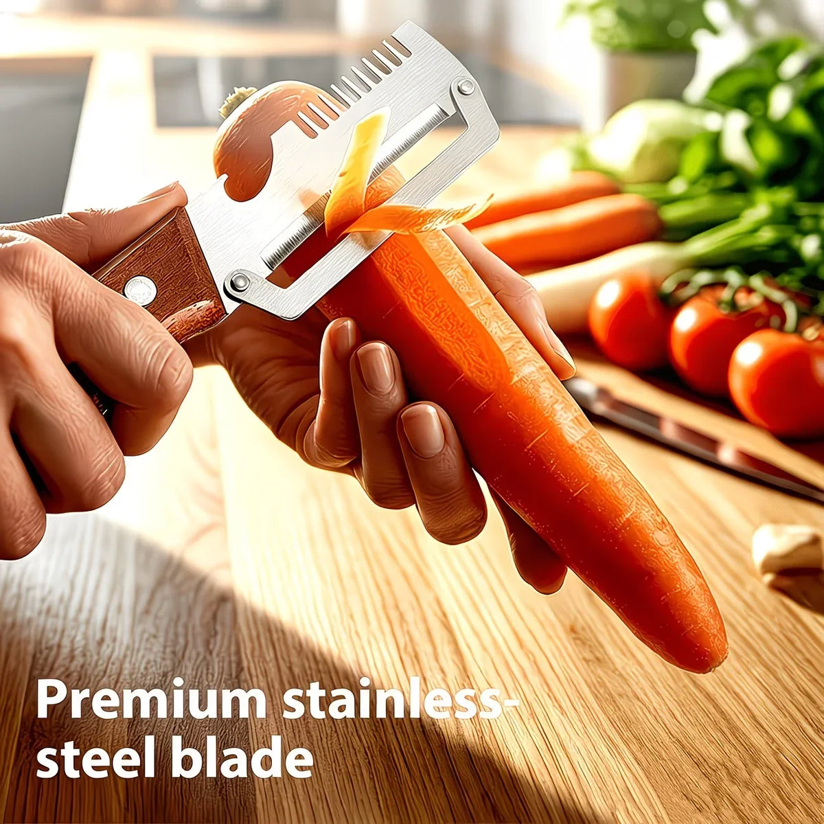 Stainless Steel Peeler with Wooden Handle | Fruit & Veg
