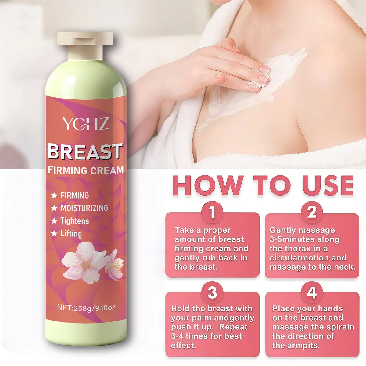 YCHZ Breast Firming Cream – Olive Oil, Vitamin E & Honey 9.1oz