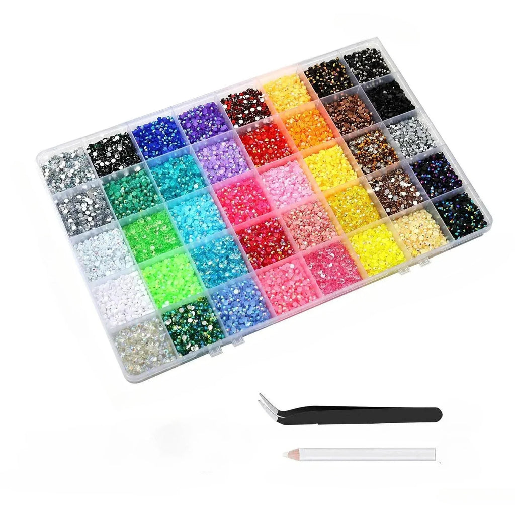 40-Color 3mm Flat Back Resin Rhinestones – 18,000+ Gem Kit