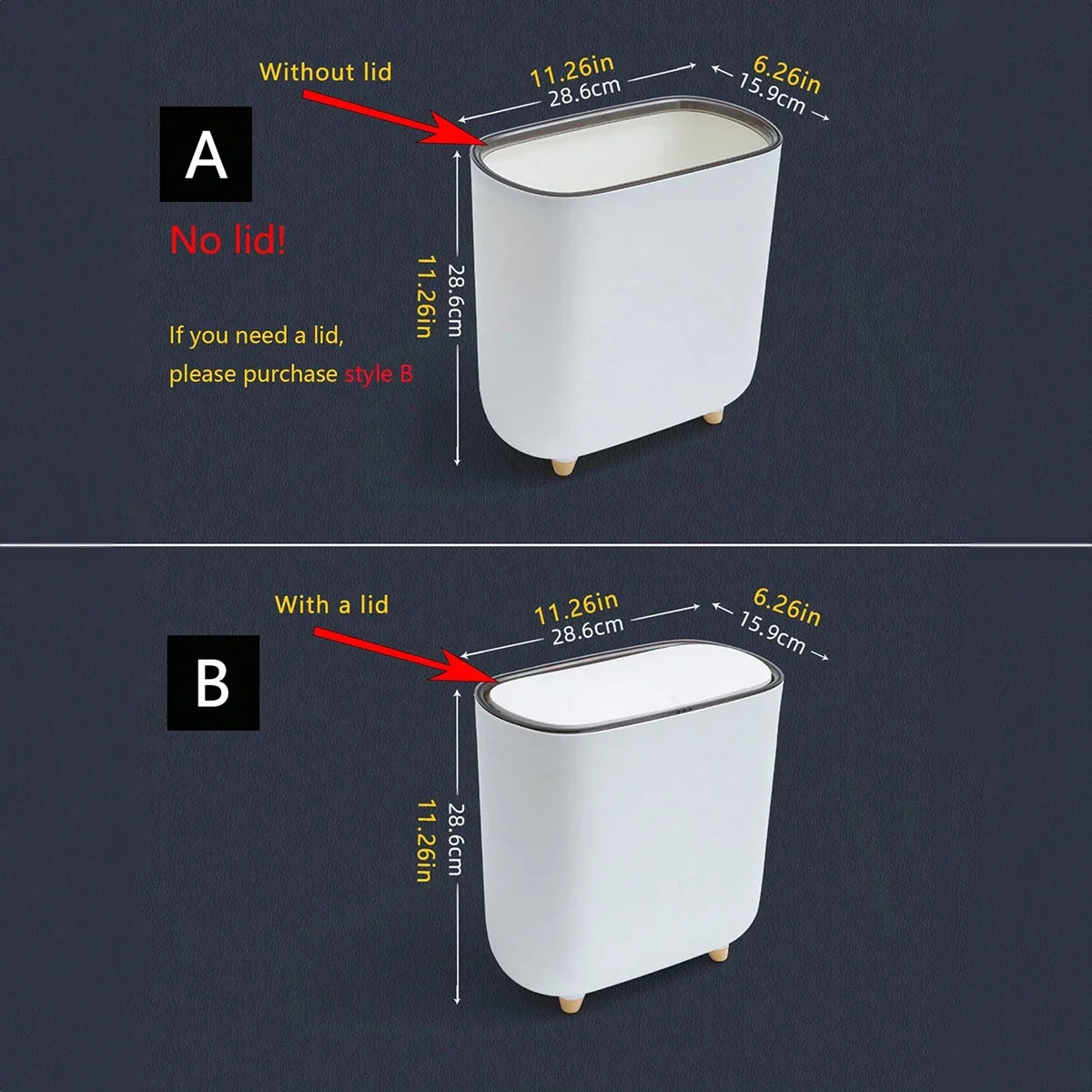 Narrow Shape Press Ring Trash Can Lid Bathroom Gap Highlighting