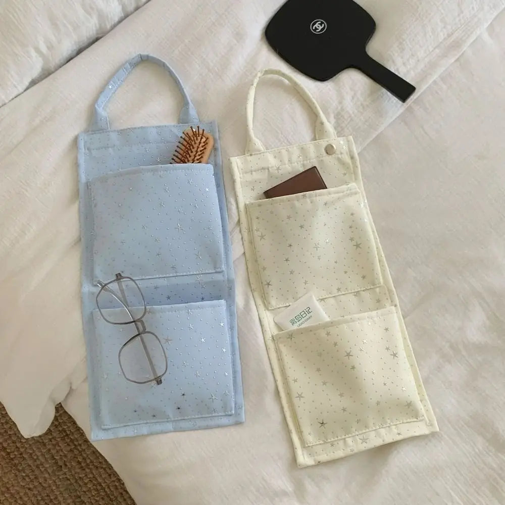 Star Pattern Fabric Hanging Wall Organizer | Multi-Pocket Bag