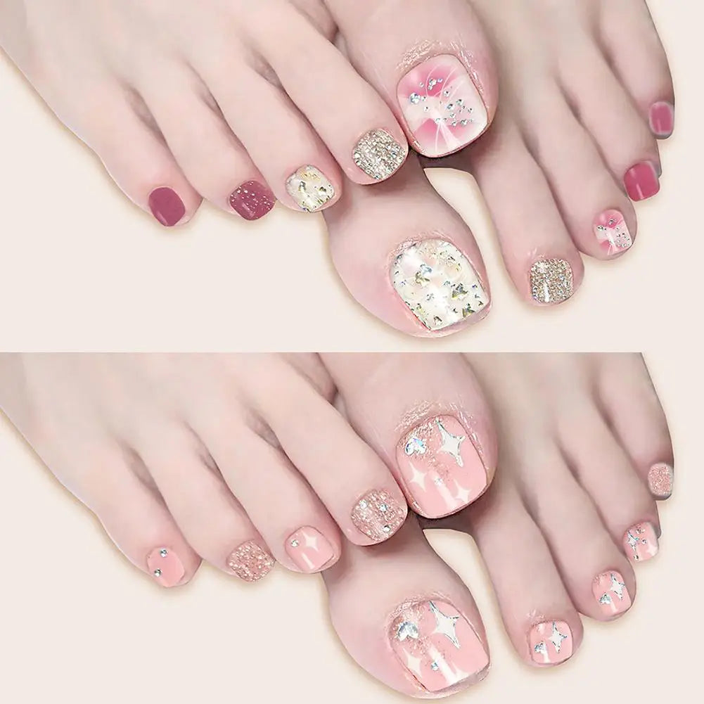22-Pc Glitter Toe Nail Stickers – French Toenail Wraps DIY