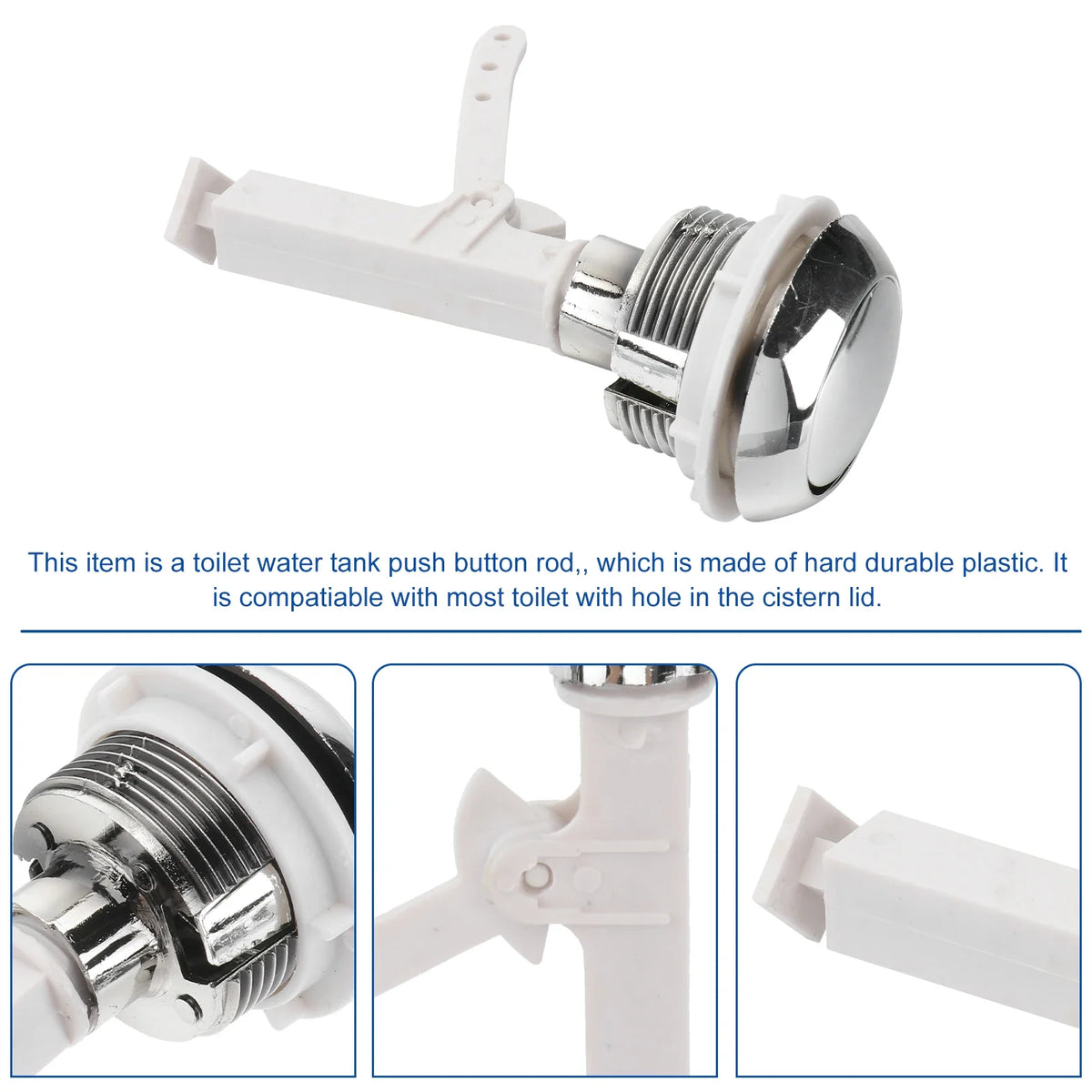 Push Button Toilet Flush Kits Rods Round Valve Seat Water Tank Home