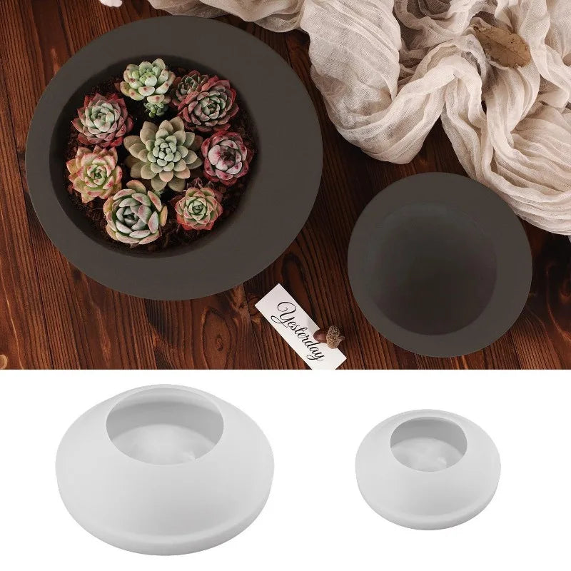 Round Silicone Flower Pot Mold – DIY Candle & Cement Planter