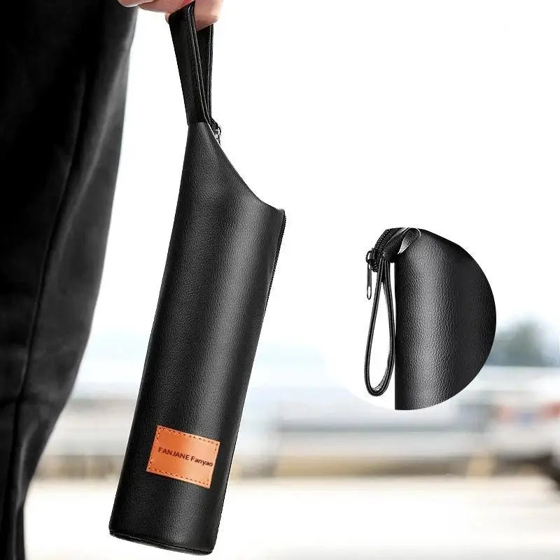 Leather Water Bottle Sleeve with Rope | Portable Cup Pouch
