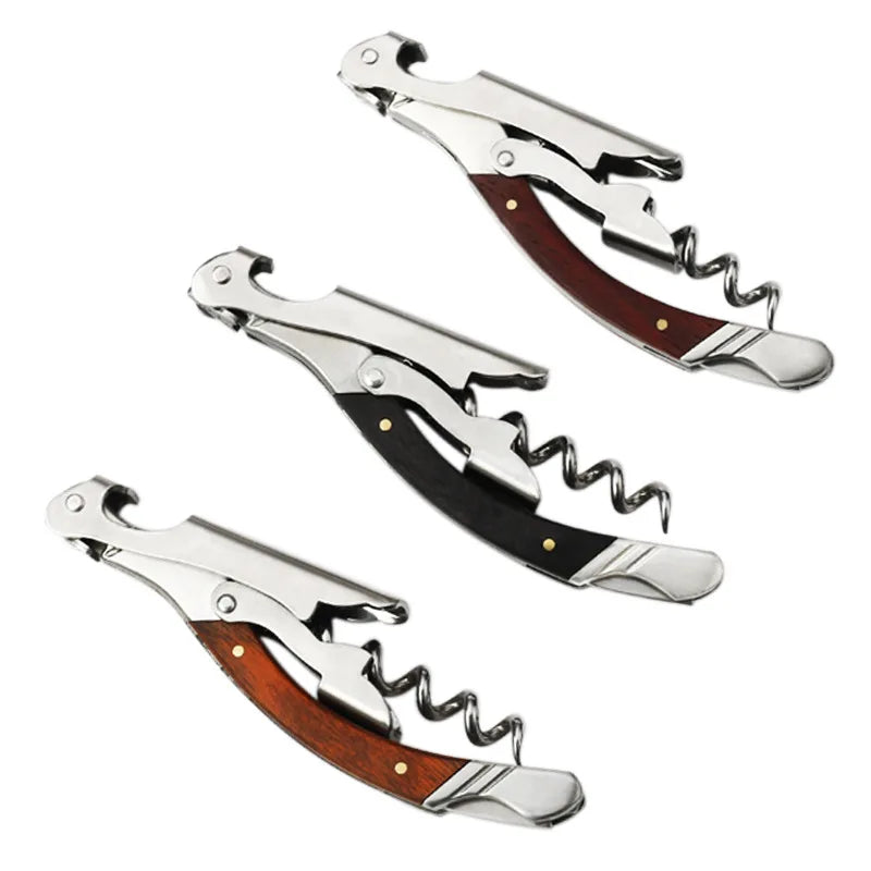 Folding Wine Corkscrew – Wood Handle Stainless Steel Opener