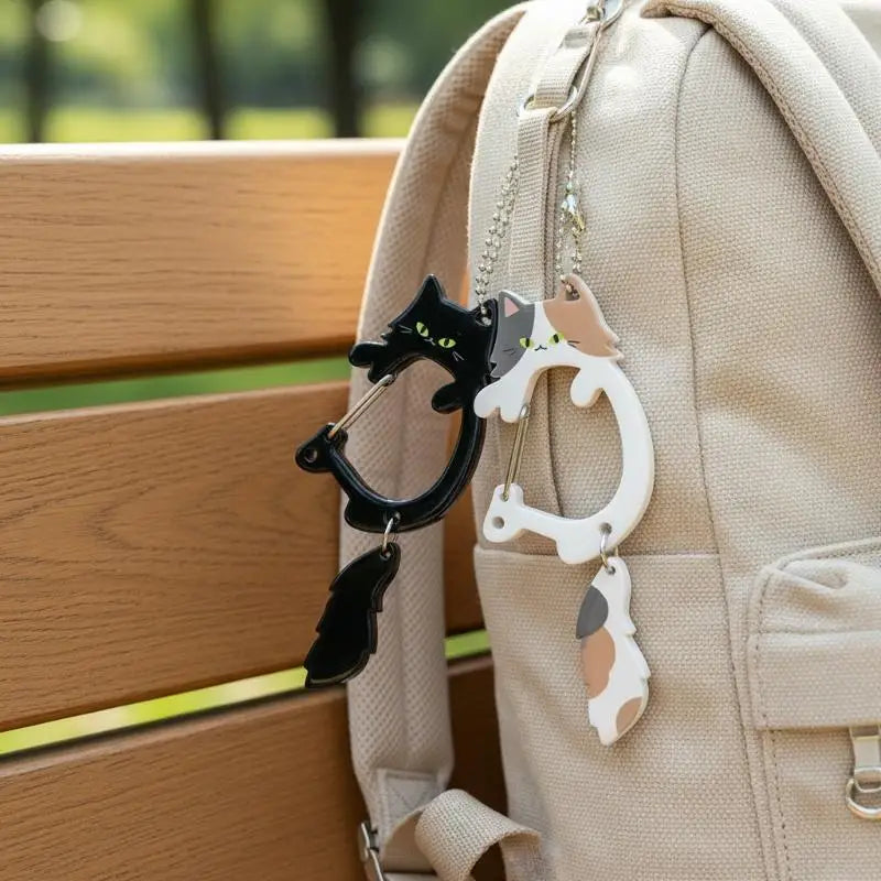 2-Pack Wagging Tail Cat Keychain | Cute Moving Pendant Carabiner