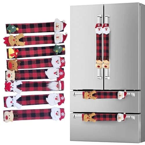 Christmas Fridge Handle Covers | 3D Holiday Designs, 8-Pack