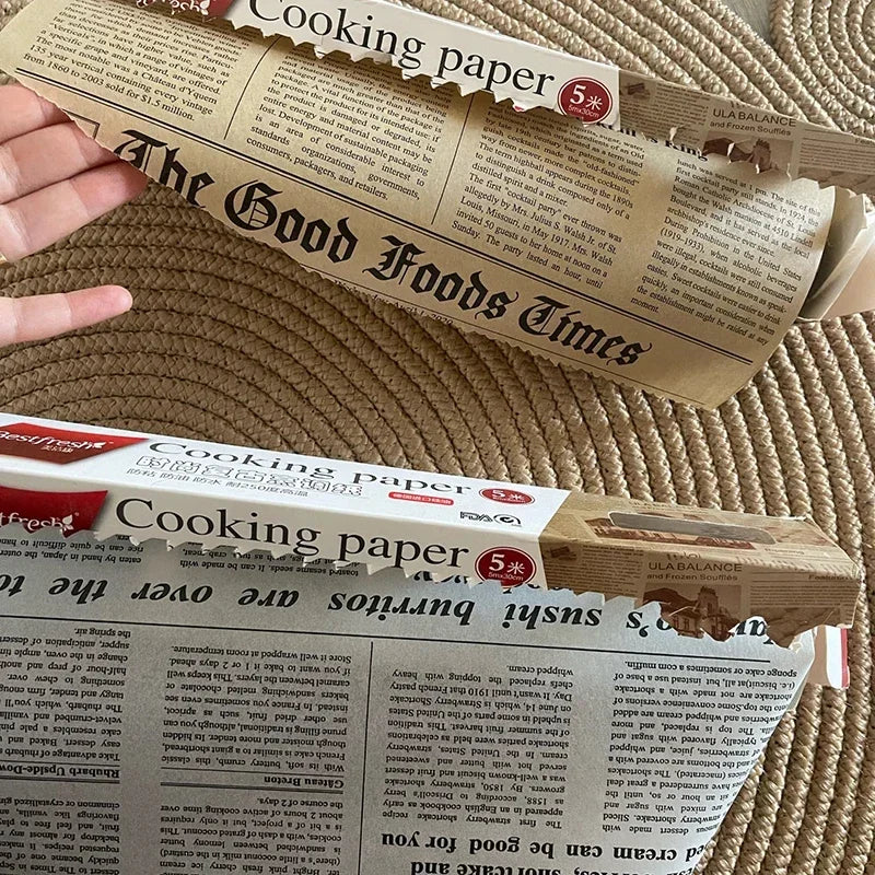 Retro Newspaper Greaseproof Paper Roll | Food-Safe Wax Wrap