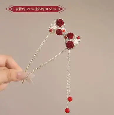 Chinese Court Style Alloy Hair Stick with Tassel | Hanfu