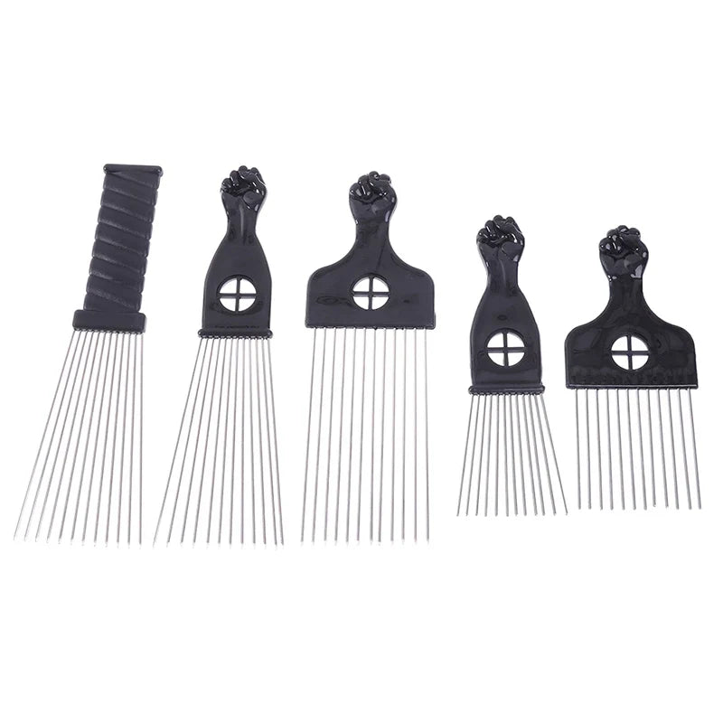 Black Fist Afro Metal Comb – Wide Tooth Natural Hair Pick