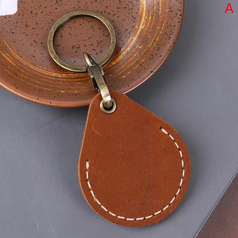 Vintage Leather Key Case – Access Card Holder & Key Fob Ring