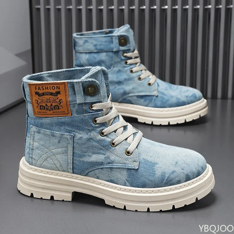 YBQJOO Women's Canvas Ankle Boots – Lace-Up Winter Style