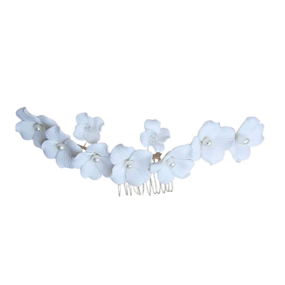 Handmade Ceramic Pearl Hair Combs & Bun Maker Set