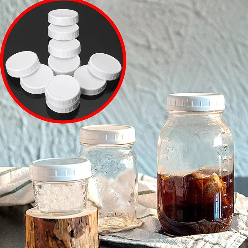 White Mason Canning Drinking Jar Lid Inner Diameter Plastic Covers