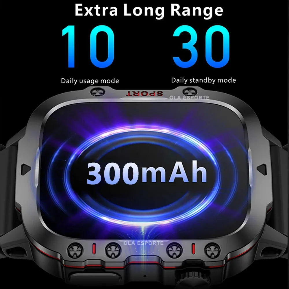 Military Smartwatch Men – 2.01" HD GPS BT Calling Fitness Tracker