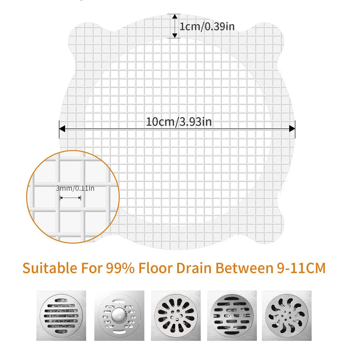 A36T- Disposable Shower Drain Hair Catcher Cover Showers Bathtubs