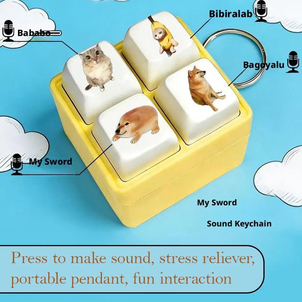 4-Key Keyboard Fidget Clicker Keychain | Shiba Inu Sound Toy