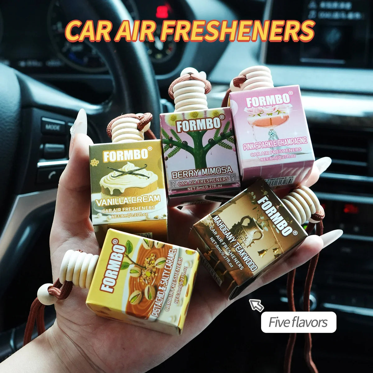 FORMBO Car Air Freshener 5-Pack – Long-Lasting Floral Scent