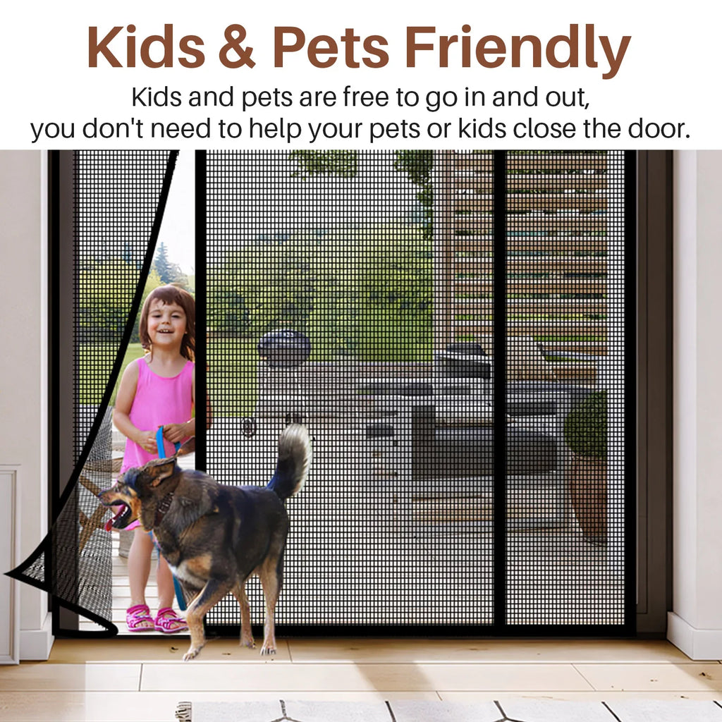 Double Door Magnetic Screen Door | Self-Closing Fiberglass Mesh