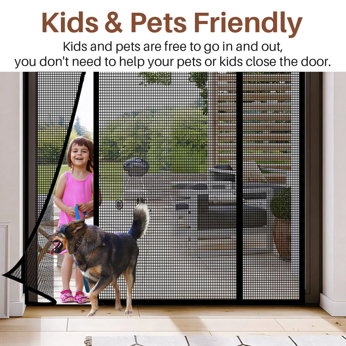Double Door Magnetic Screen Door | Self-Closing Fiberglass Mesh
