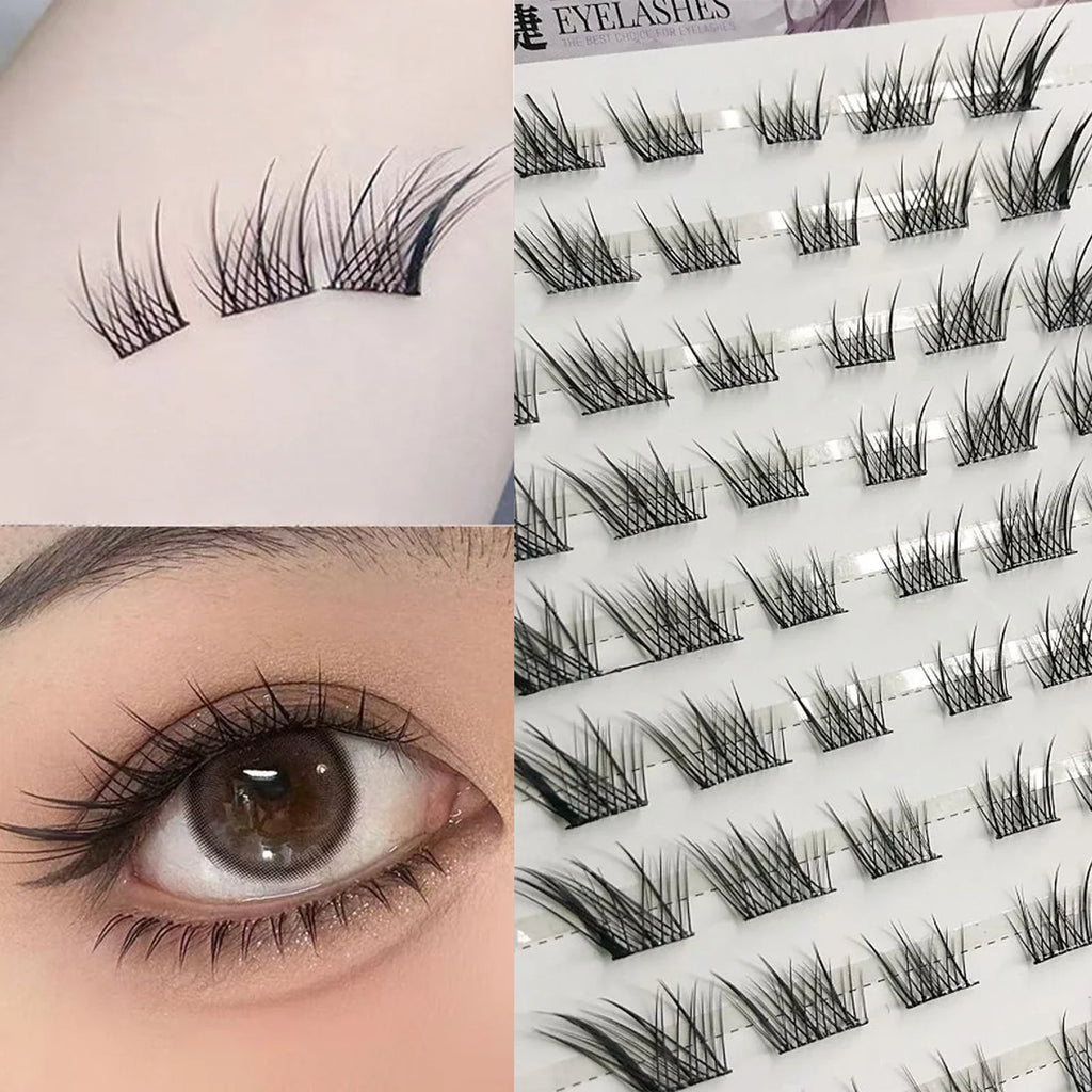 Fox-Style Wispy Cluster False Eyelashes | Glue-Free Anime Lashes