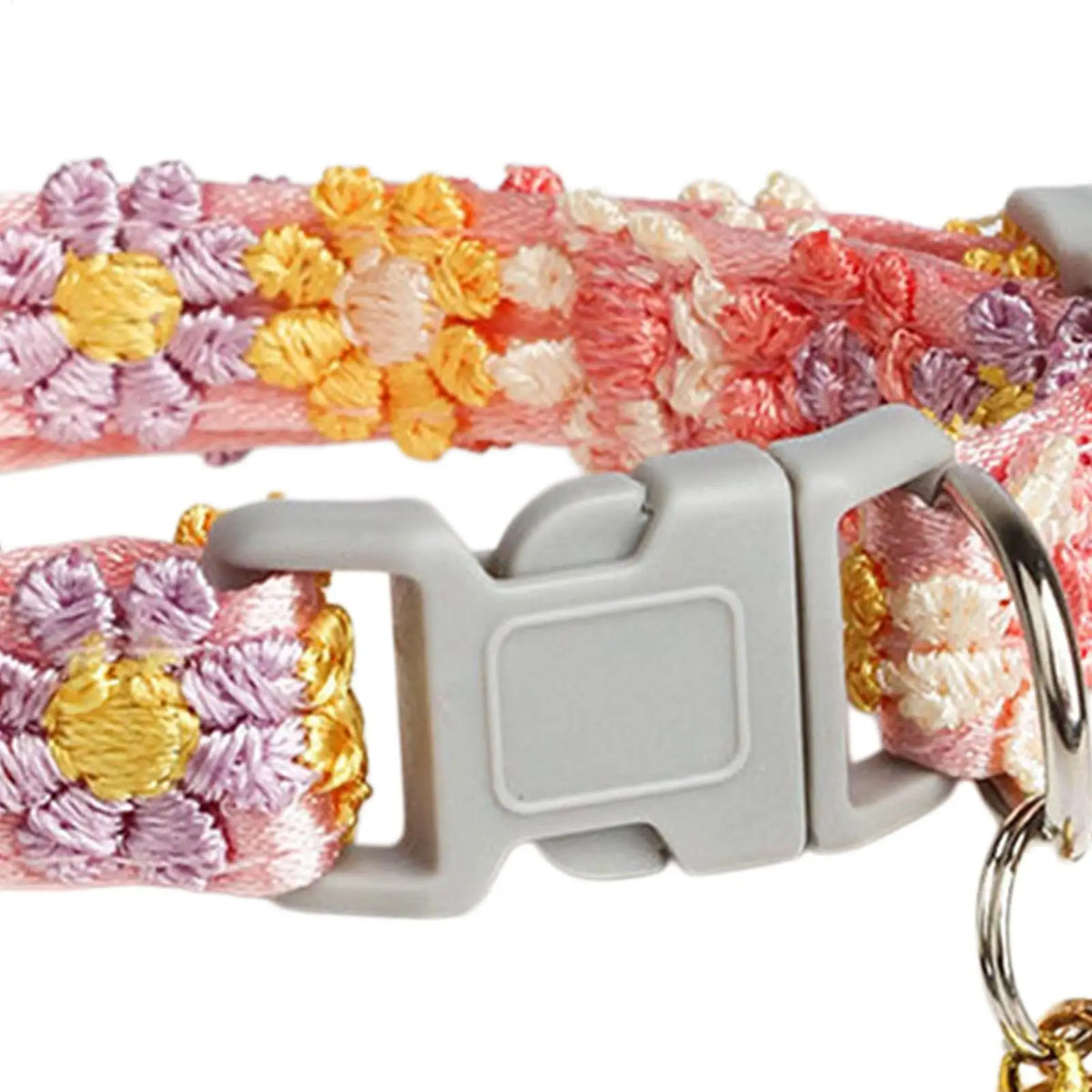 Floral Bell Cat Collar – Adjustable Lace Embroidery for Cats & Dogs