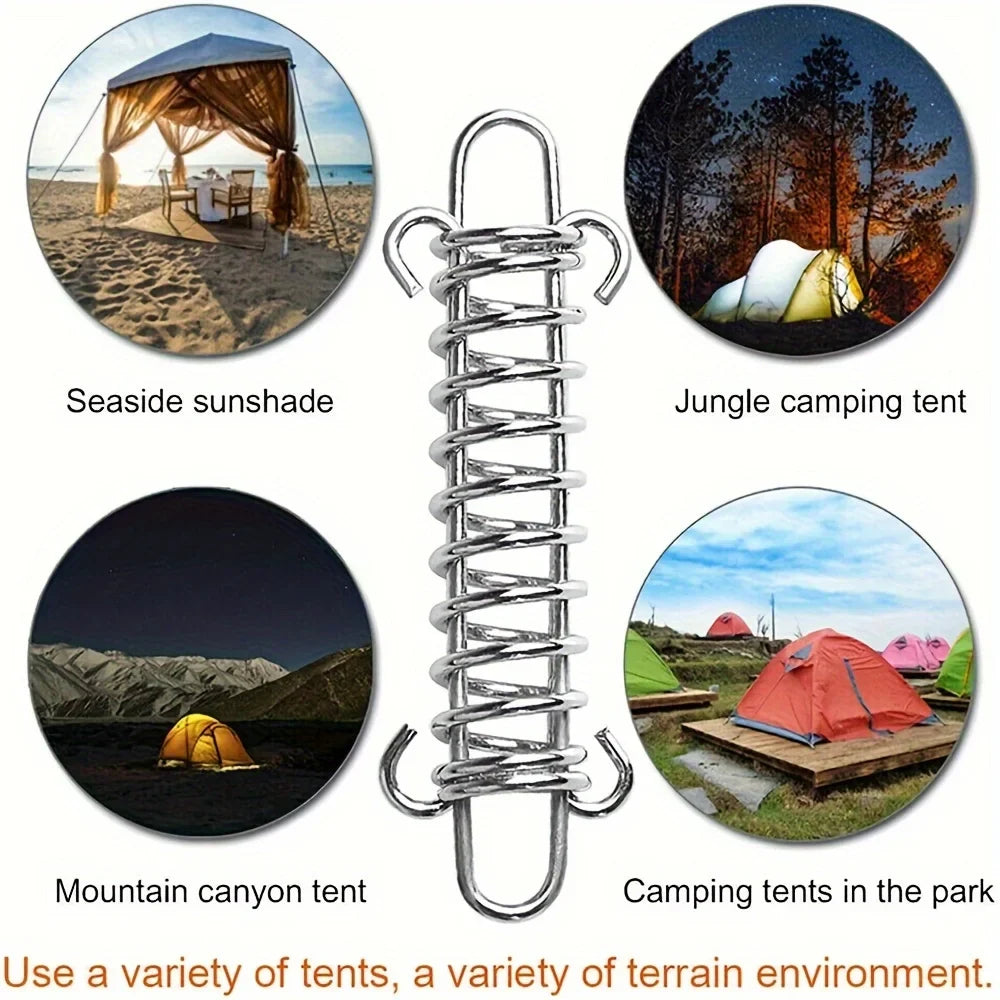 Stainless Steel Tent Tensioner Spring Buckle & Carabiner Clips