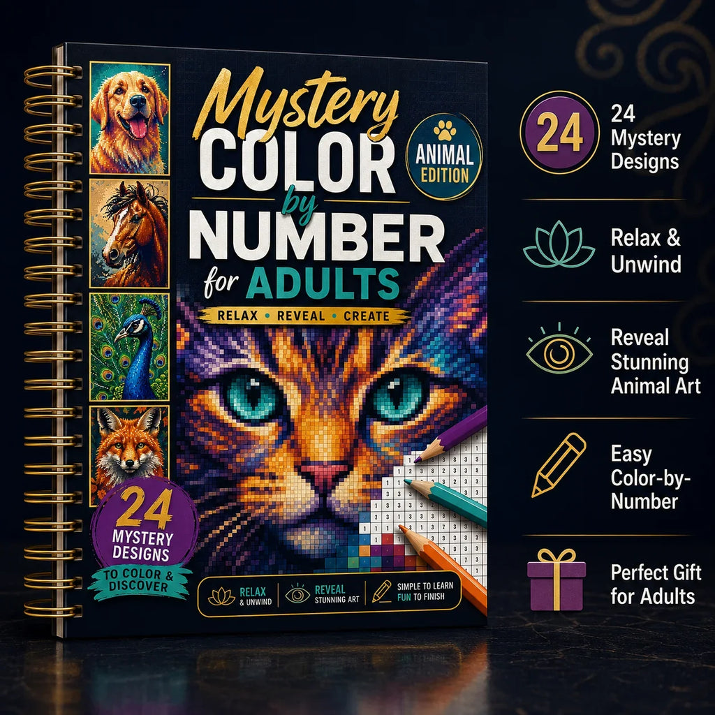 Mystery Number Adults A4 Spiral Coloring Book Animal Edition 24