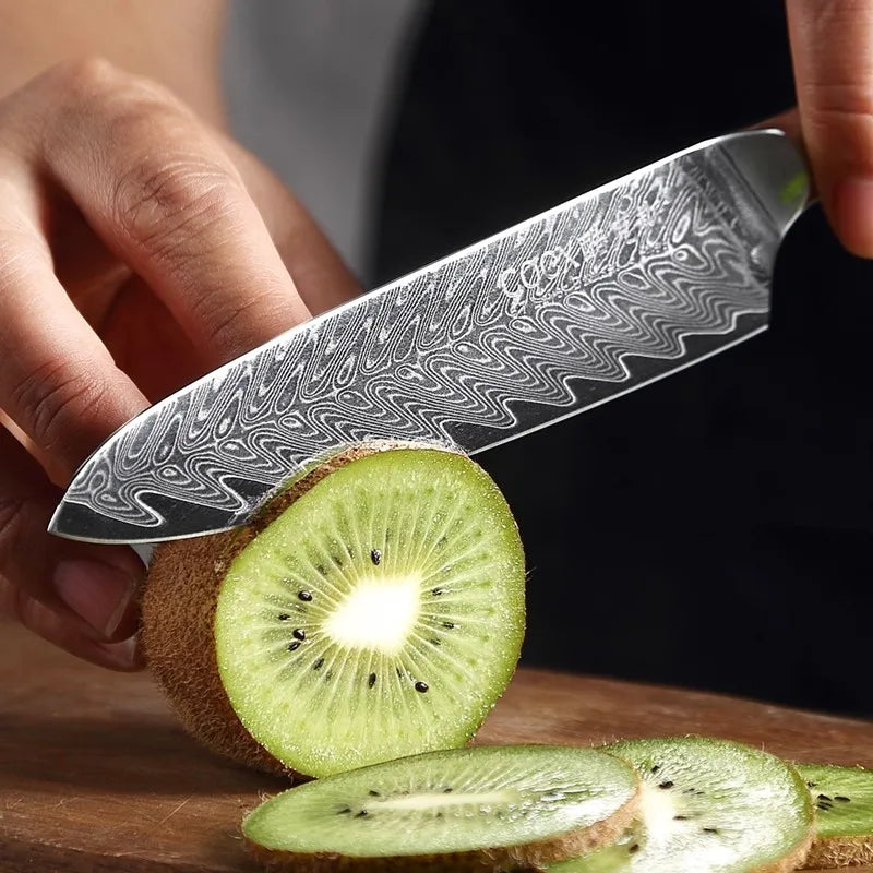 Damascus Steel Japanese Chef's Knife – Sharp 14cm Utility Knife