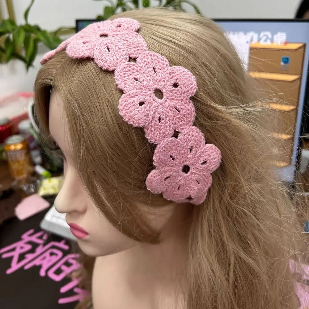 Crochet Flower Headband – Boho Floral Knit Hair Band for Women