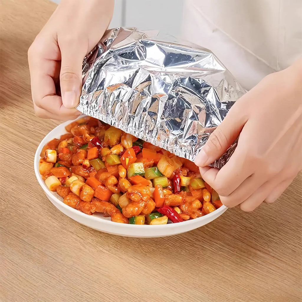 10-Pack Aluminum Foil Food Covers – Reusable Stretch Plate Lids