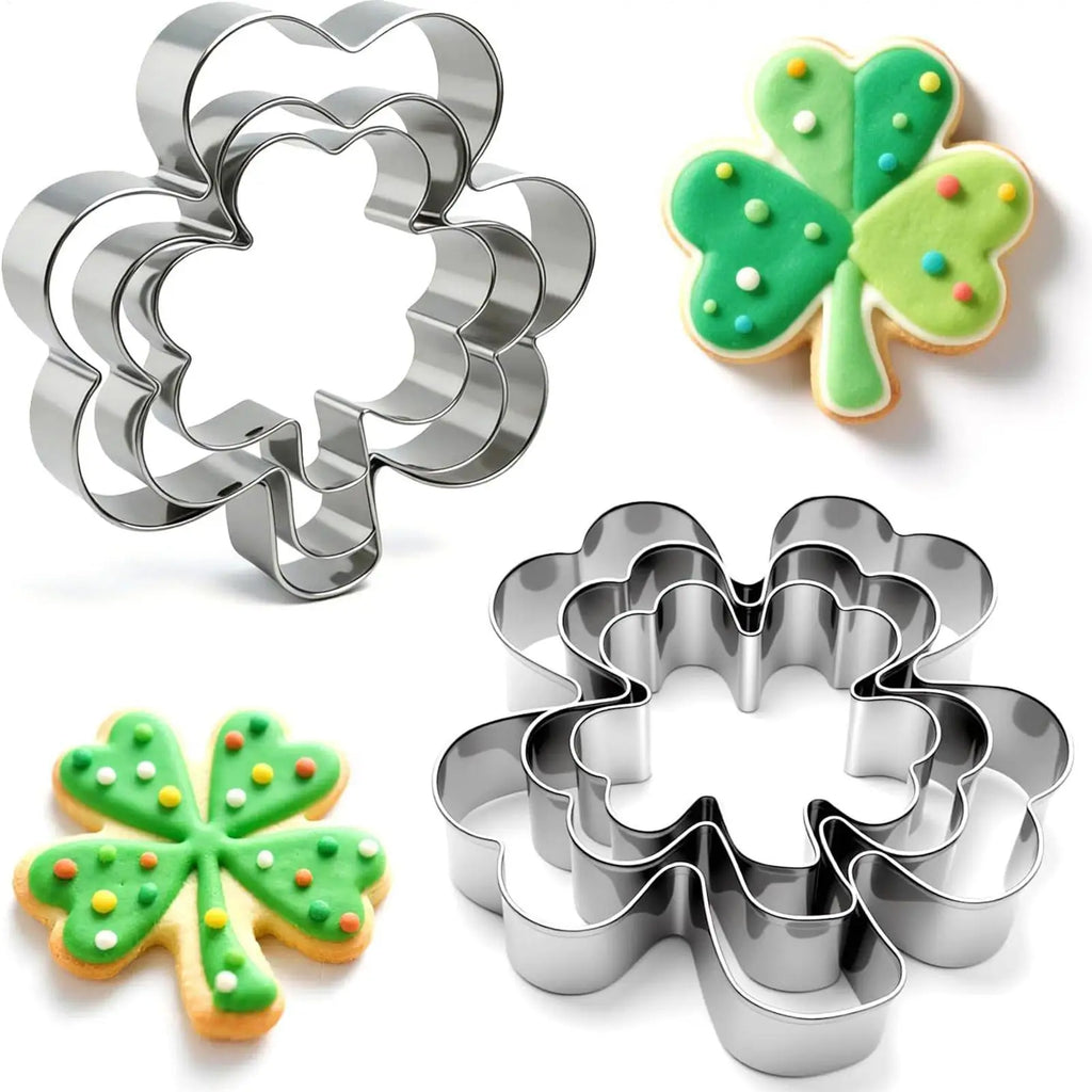3-Piece St. Patrick's Day Clover Cookie Cutter Set – Stainless Steel