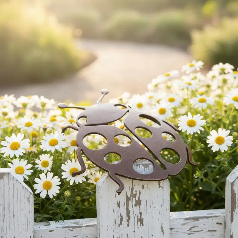 Vintage Metal Ladybug Wall Statue – Indoor & Outdoor Garden Art