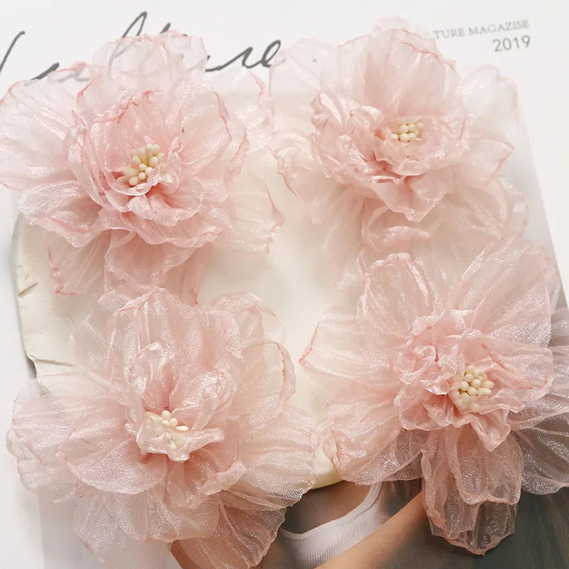 75mm Organza Fabric Flower for DIY Hair Clips & Headbands