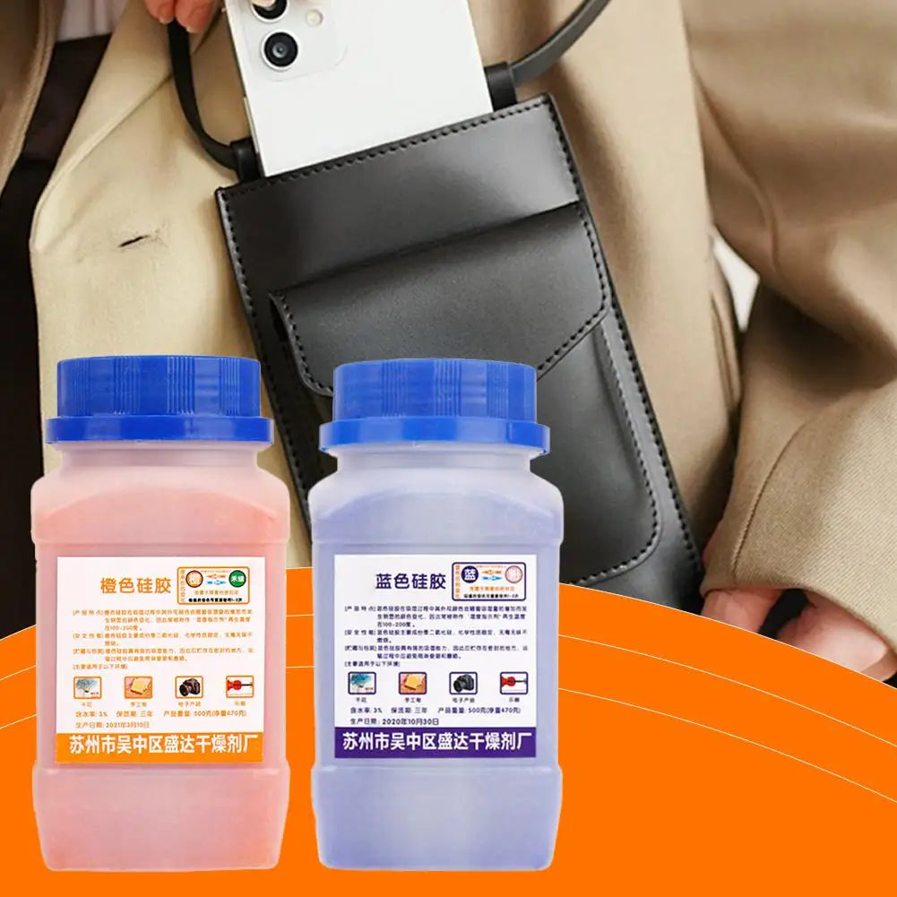 500g Reusable Silica Gel Desiccant – Color-Change Moisture Absorber