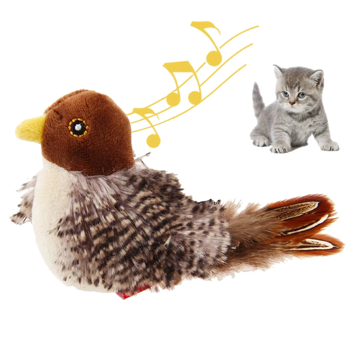 Interactive Flapping Bird Catnip Plush Toy for Indoor Cats