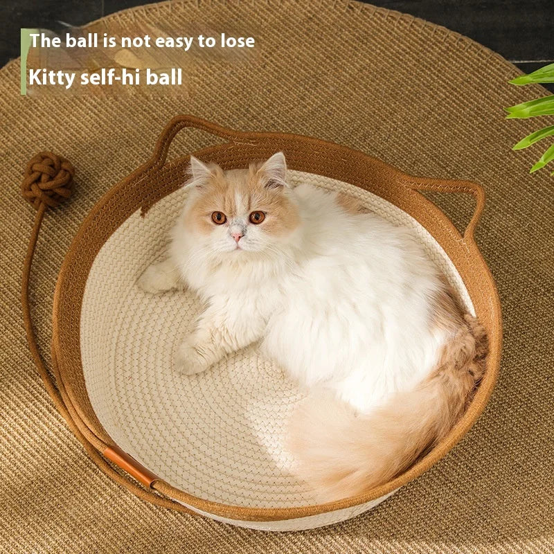 Round Rattan Hand-woven Japanese-style Nests Papyaki Pet Mat Dog Cat