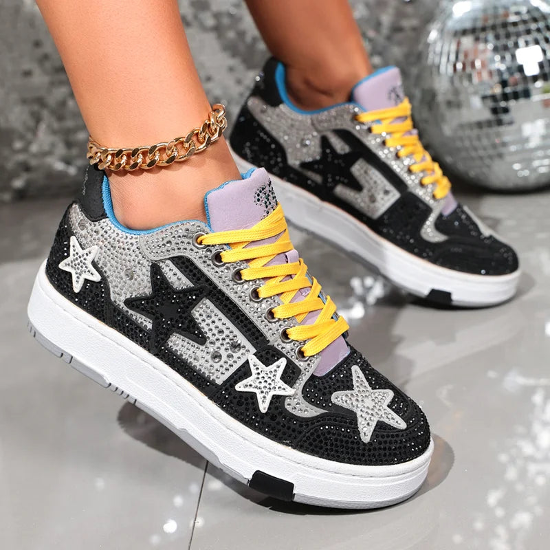 UXST Women's Rhinestone Star Sneakers – Bling Fashion Shoes
