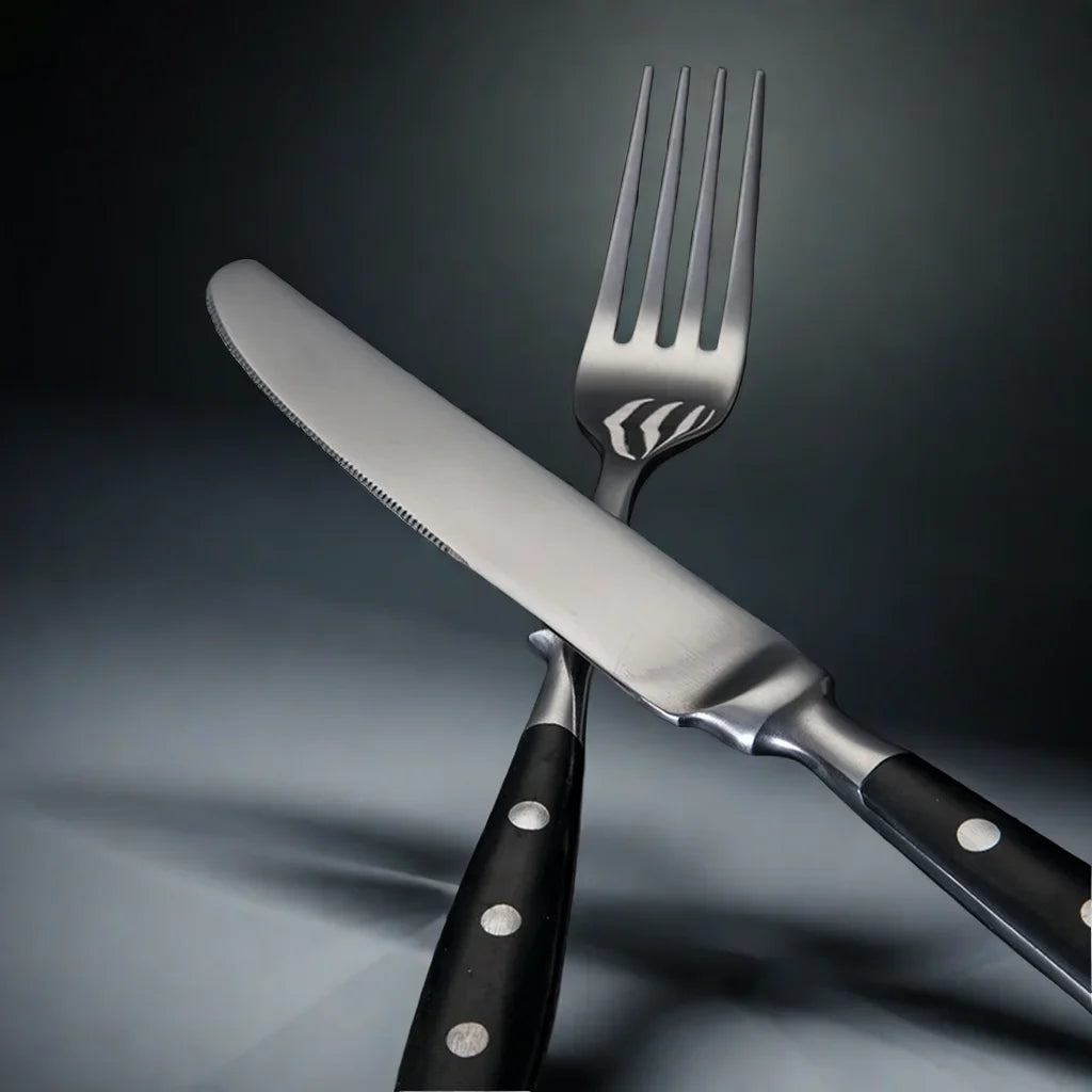 Stainless Steel Cutlery Set – Fork, Spoon & Steak Knife
