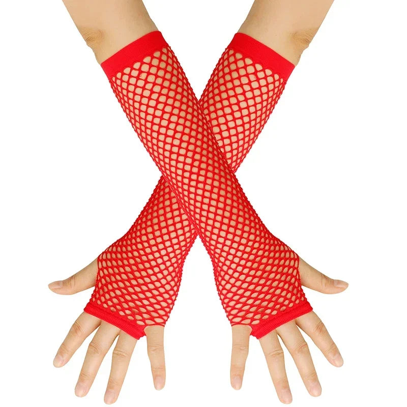 Women's Long Fingerless Fishnet Gloves | Punk Rock Arm Warmers